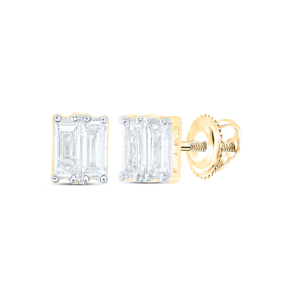 14Kt Yellow Gold 1/5Ctw-Dia Ana M Bag Fashion Emerald Stud Earring (0.29 grams)