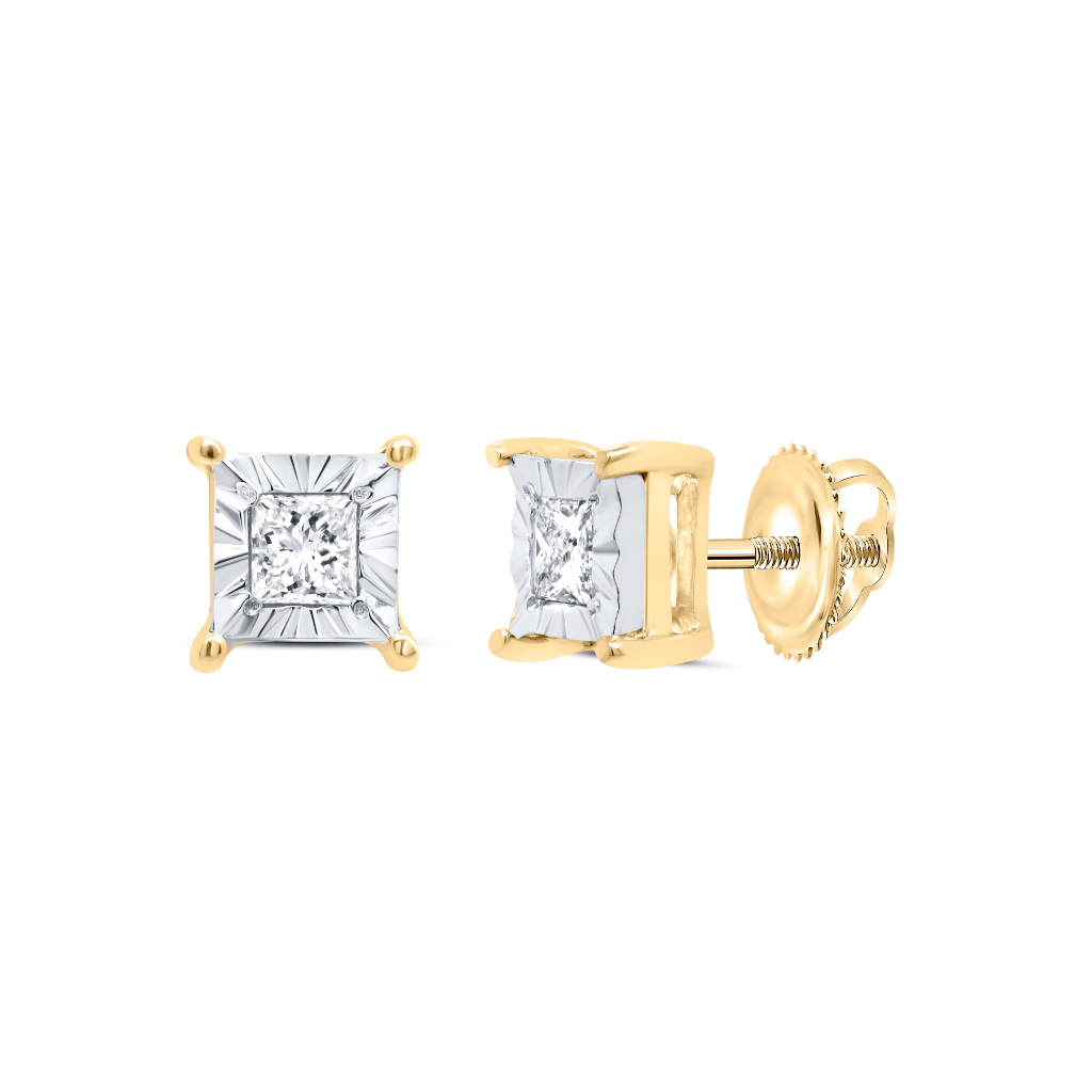 10Kt Gold 1/6Ctw-Dia Cn Fashion Square Earring