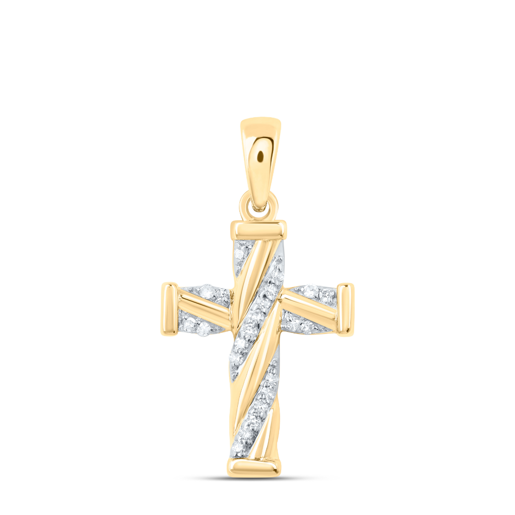 10Kt Gold 1/20Ctw-Dia Cn Fashion Cross Pendant