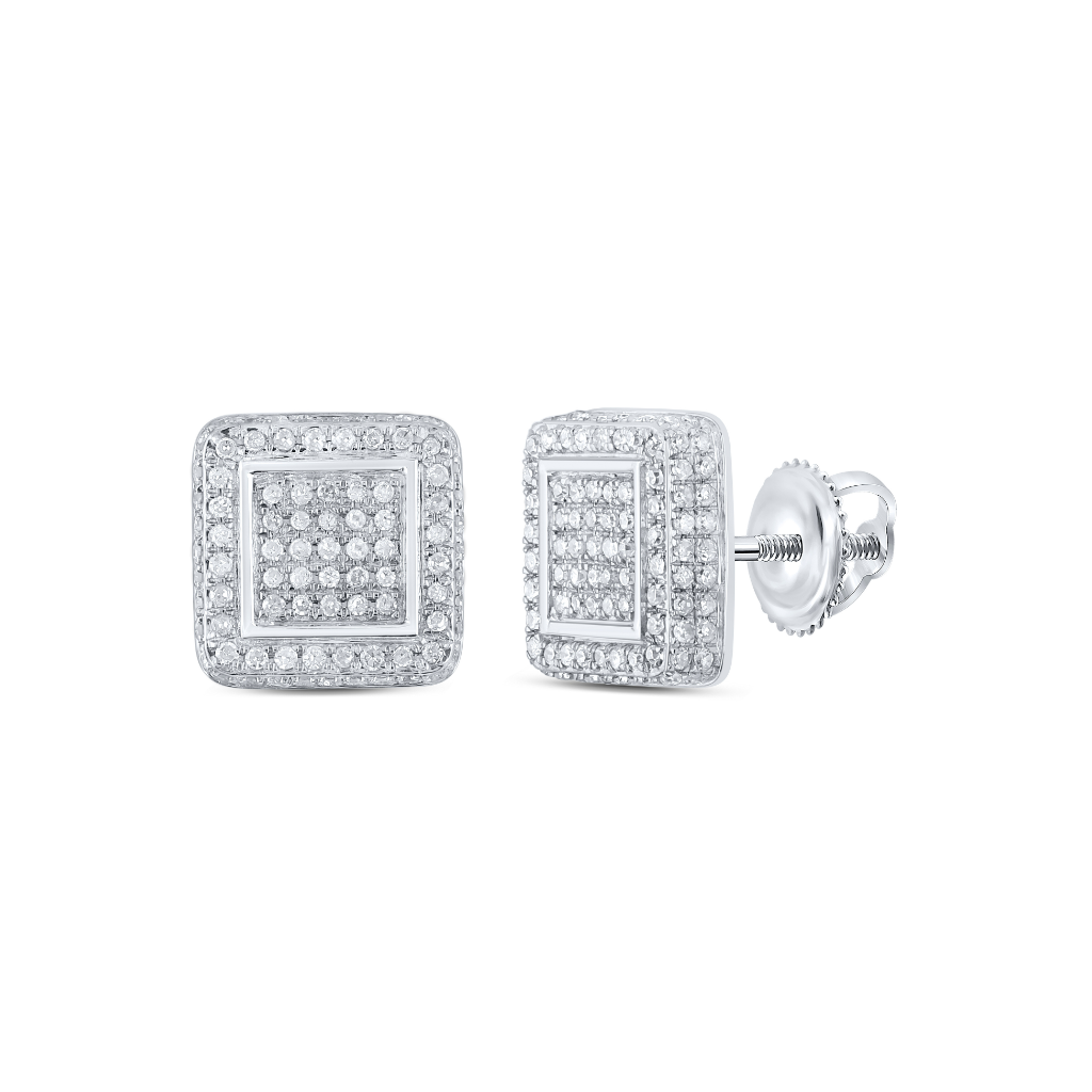10Kt White Gold 3/4Ctw-Dia Gift Square Earring (2.22 grams)