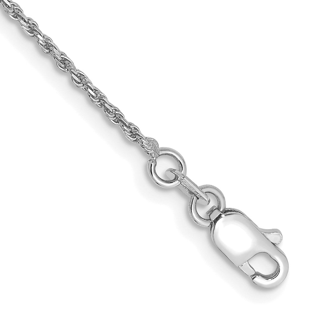14k WG 1.15mm Diamond-cut Machine-made Rope Chain Bracelet (1.51 grams)