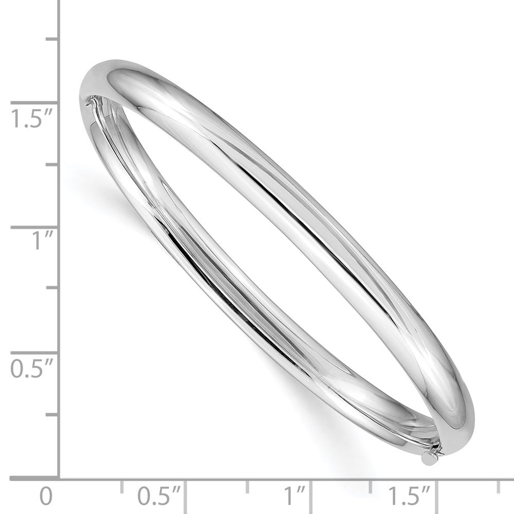 14k White Gold 5 mm 3/1 White Gold Hinged Baby Bangle (4.23 grams)