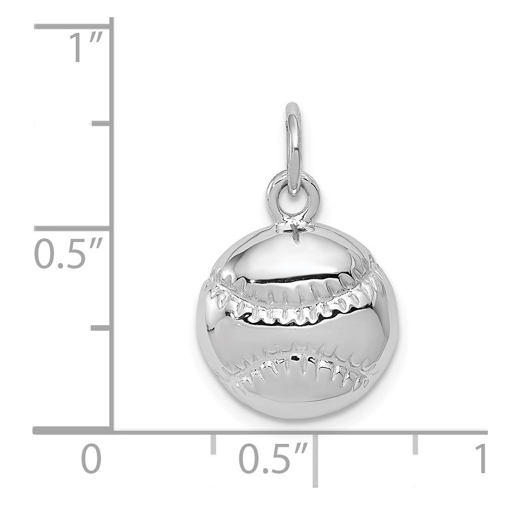14k White Gold 11 mm Baseball Charm (1.16 grams)