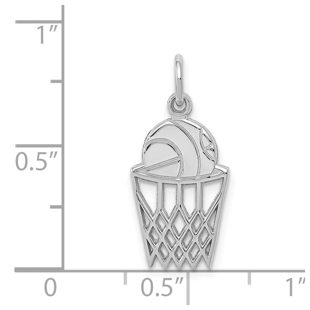 14k White Gold 10 mm Basketball Charm (0.81 grams)