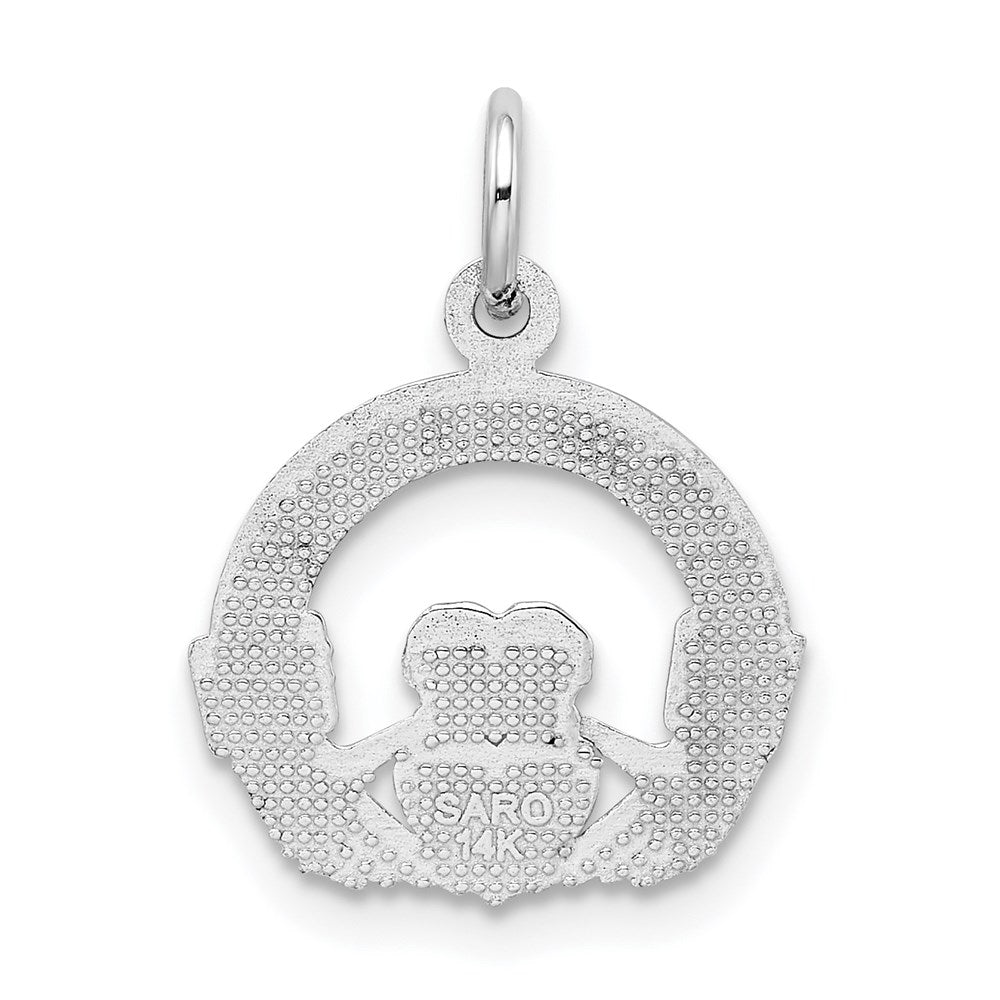 14k White Gold 14 mm Claddagh Charm (0.97 grams)