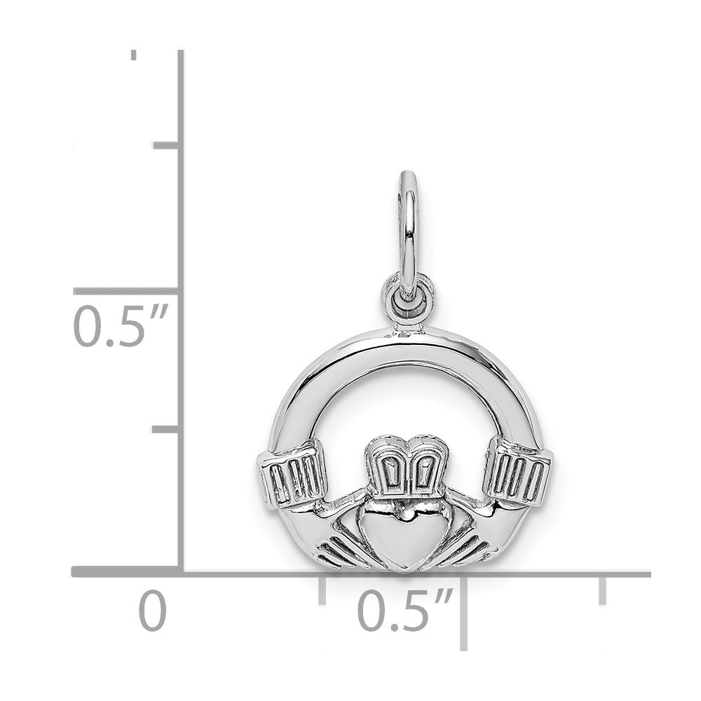 14k White Gold 14 mm Claddagh Charm (0.97 grams)