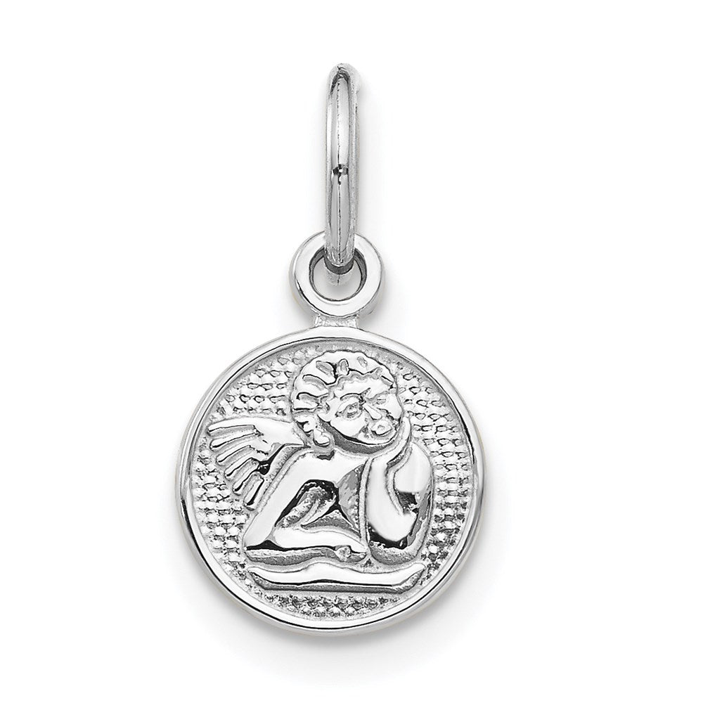 14k White Gold 8.5 mm Small Polished Angel Charm