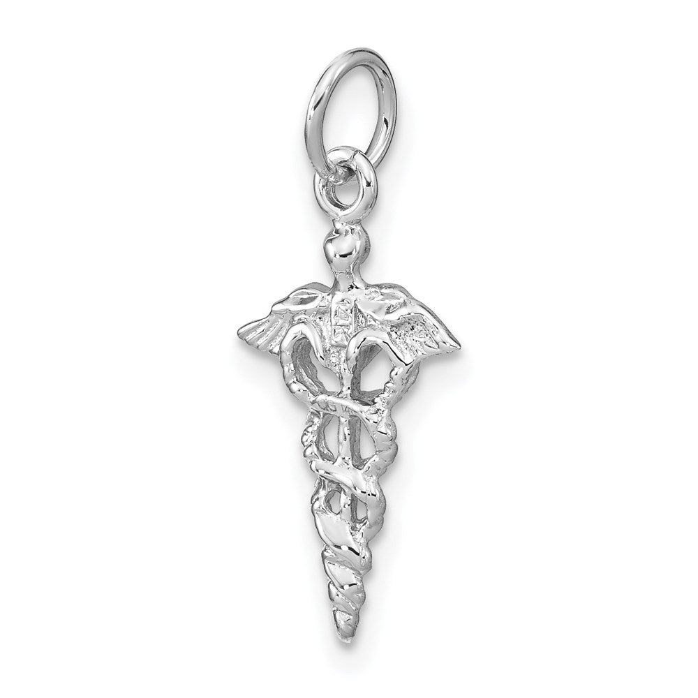 14k White Gold 11 mm 3-D Caduceus Charm (0.97 grams)