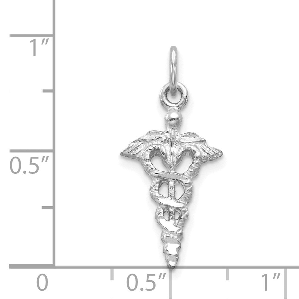 14k White Gold 11 mm 3-D Caduceus Charm (0.97 grams)
