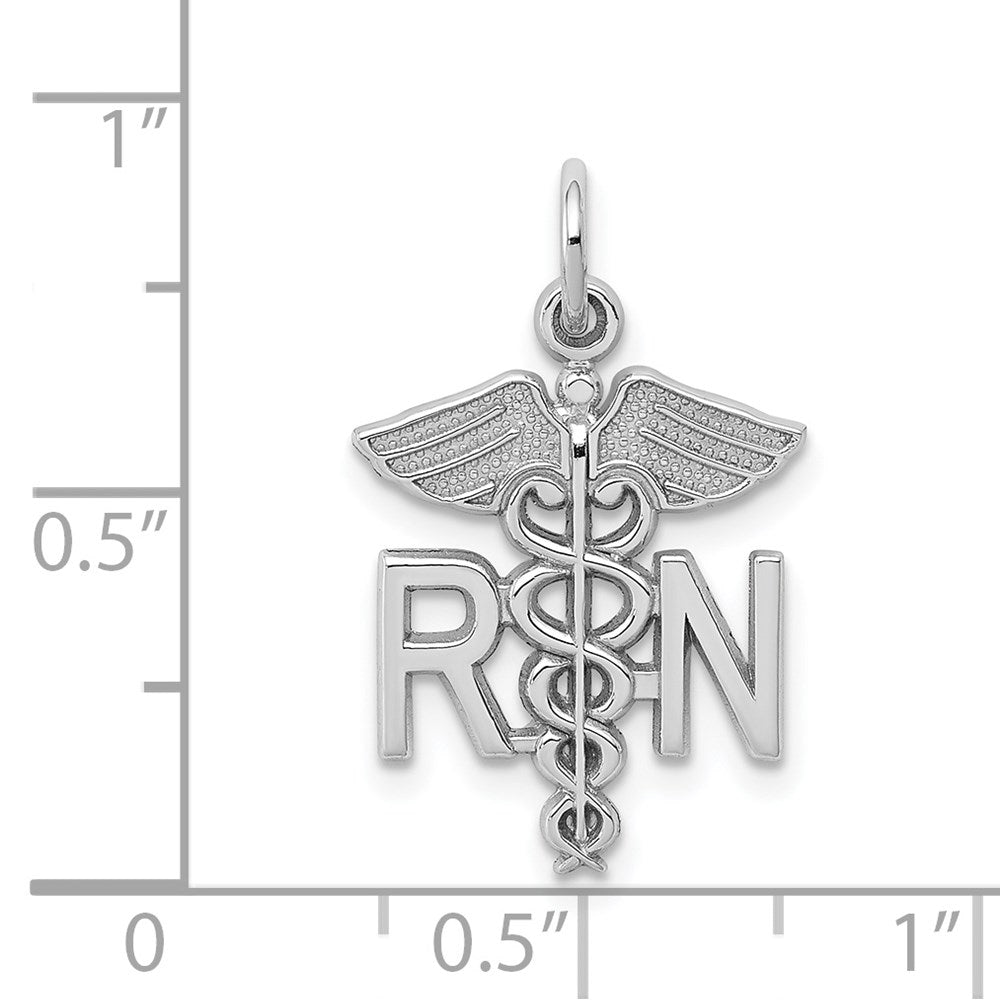 14k White Gold 12 mm RN Registered Nurse Charm (1.06 grams)