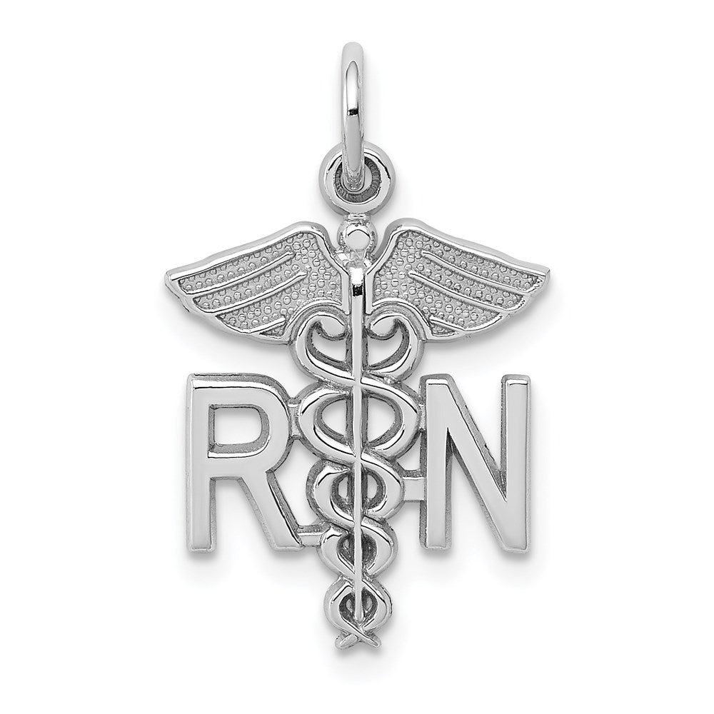 14k White Gold 12 mm RN Registered Nurse Charm (1.06 grams)