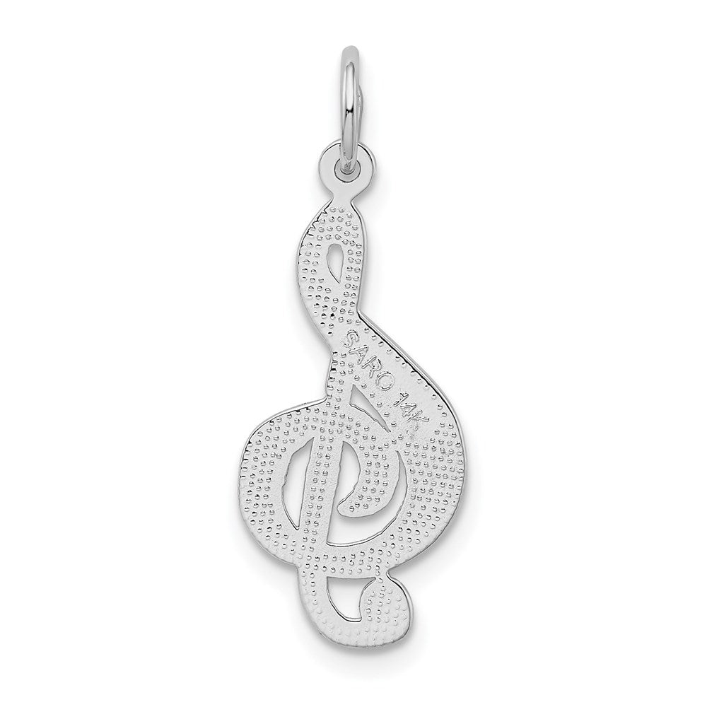 14k White Gold 10 mm  Treble Clef Charm (0.89 grams)
