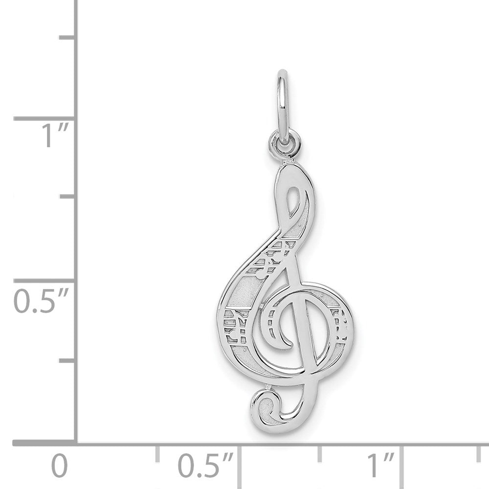 14k White Gold 10 mm  Treble Clef Charm (0.89 grams)