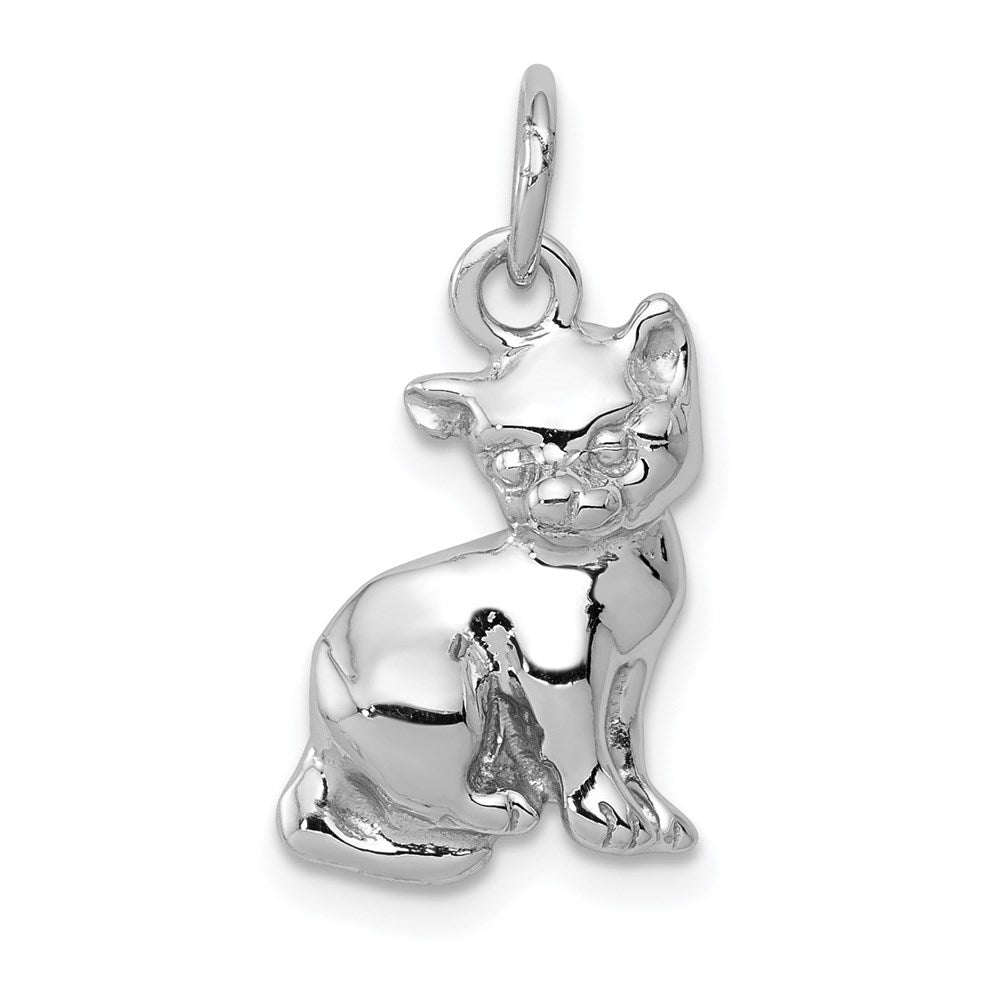 14k White Gold 11 mm Cat Charm (1.66 grams)