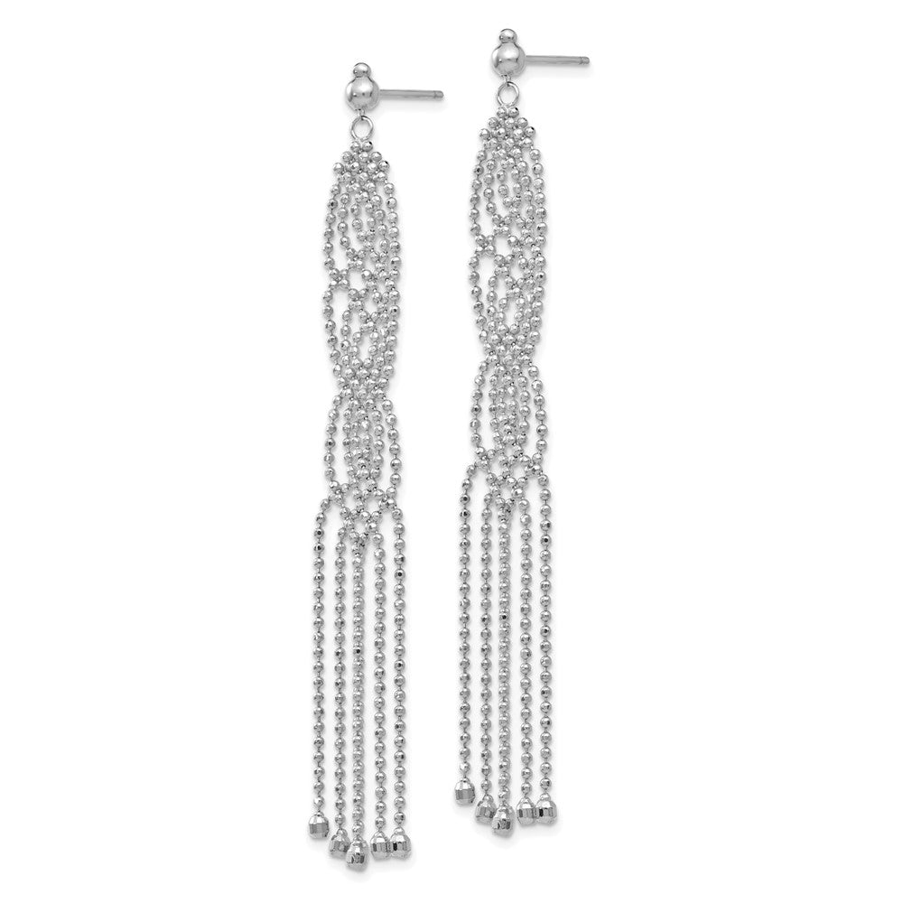 14k White Gold 11 mm  Bead Chain Earrings (3.66 grams)