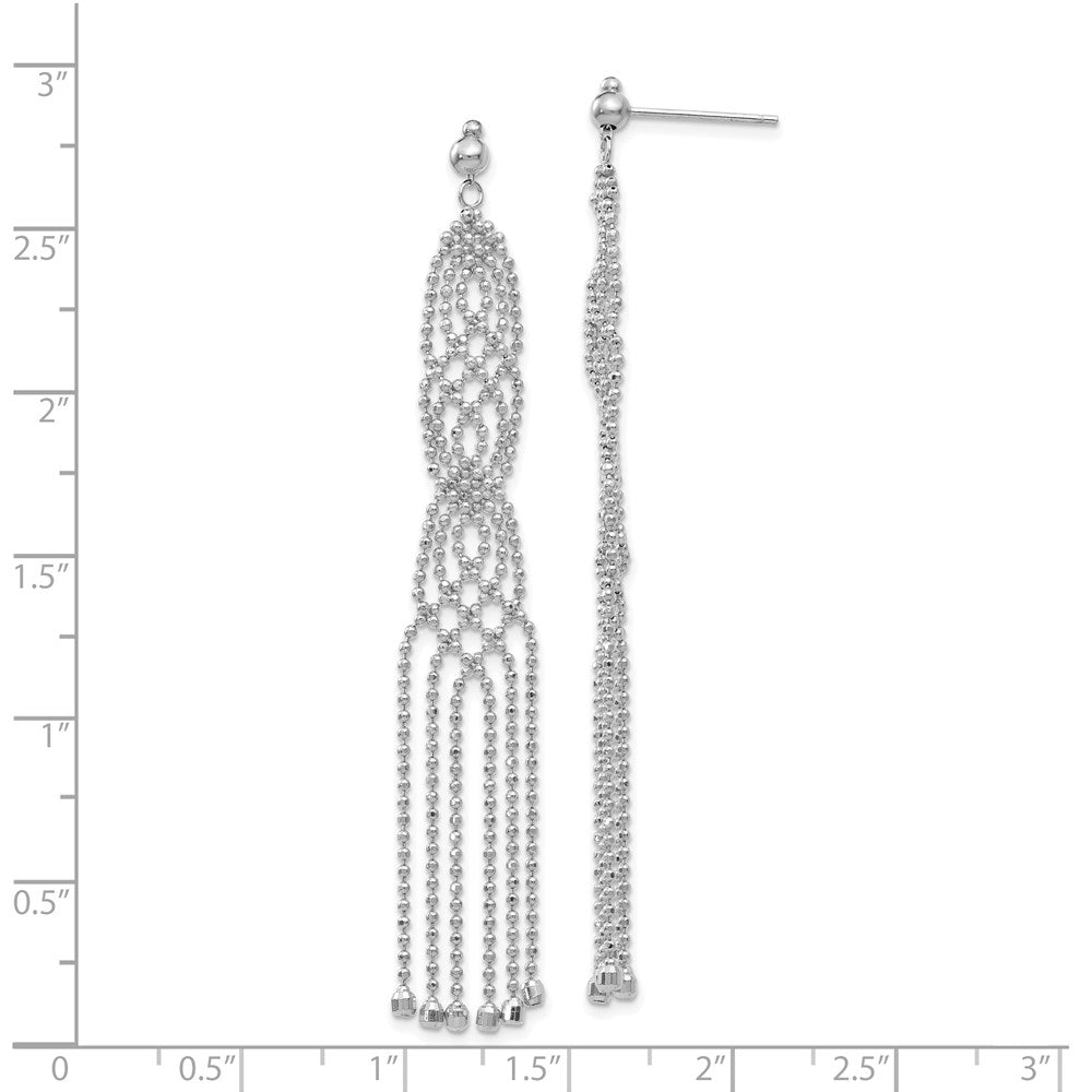 14k White Gold 11 mm  Bead Chain Earrings (3.66 grams)