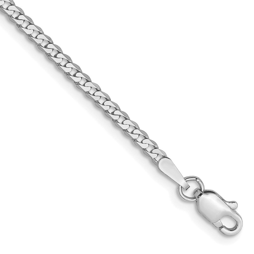 14k White Gold 2.2mm Flat Beveled Curb Chain Bracelet (1.80 grams)