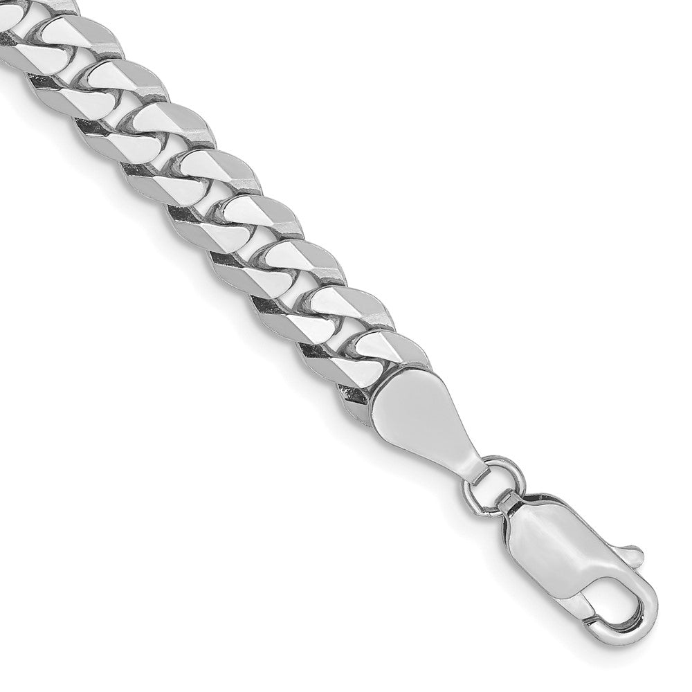 14k WG 5.75mm Flat Beveled Curb Chain Bracelet (9.08 grams)