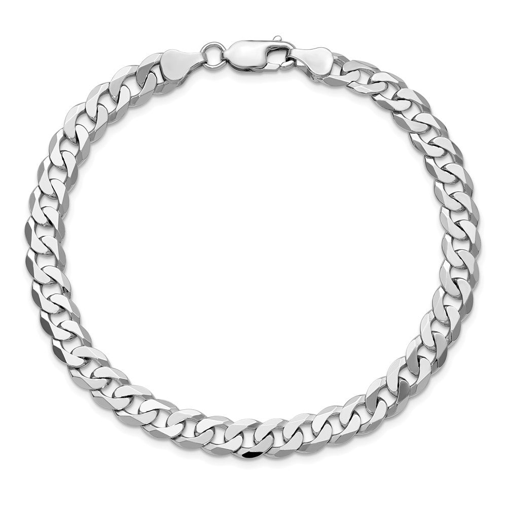14k WG 7.25mm Flat Beveled Curb Chain Bracelet (14.26 grams)