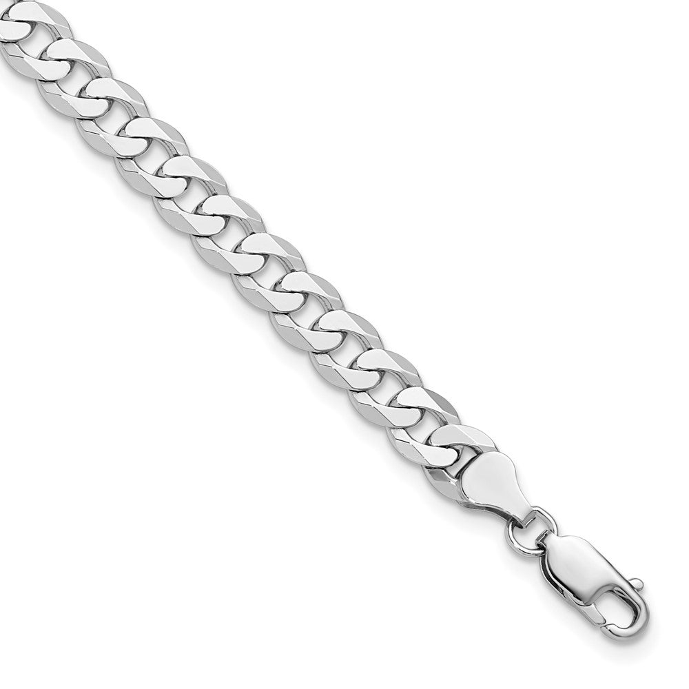 14k WG 7.25mm Flat Beveled Curb Chain Bracelet (14.26 grams)