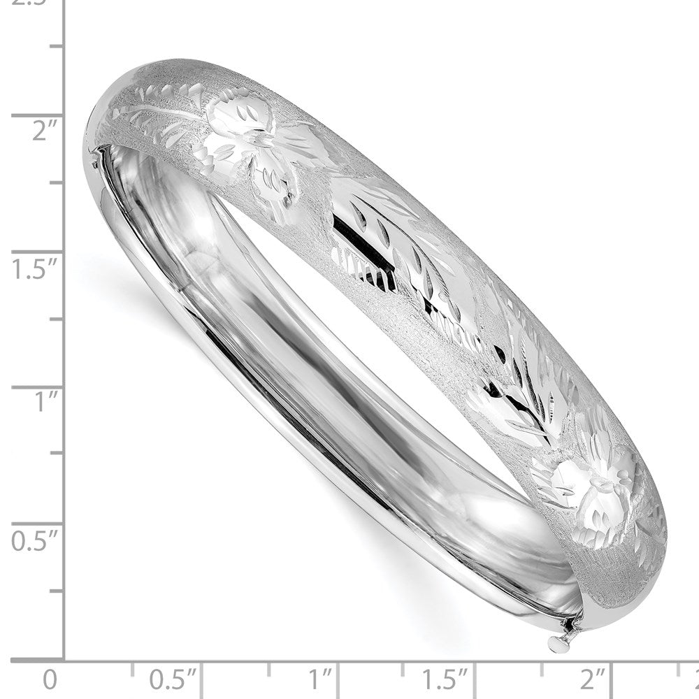 14k White Gold 10 mm /16 White Gold Florentine Engraved Hinged Bangle (13.32 grams)
