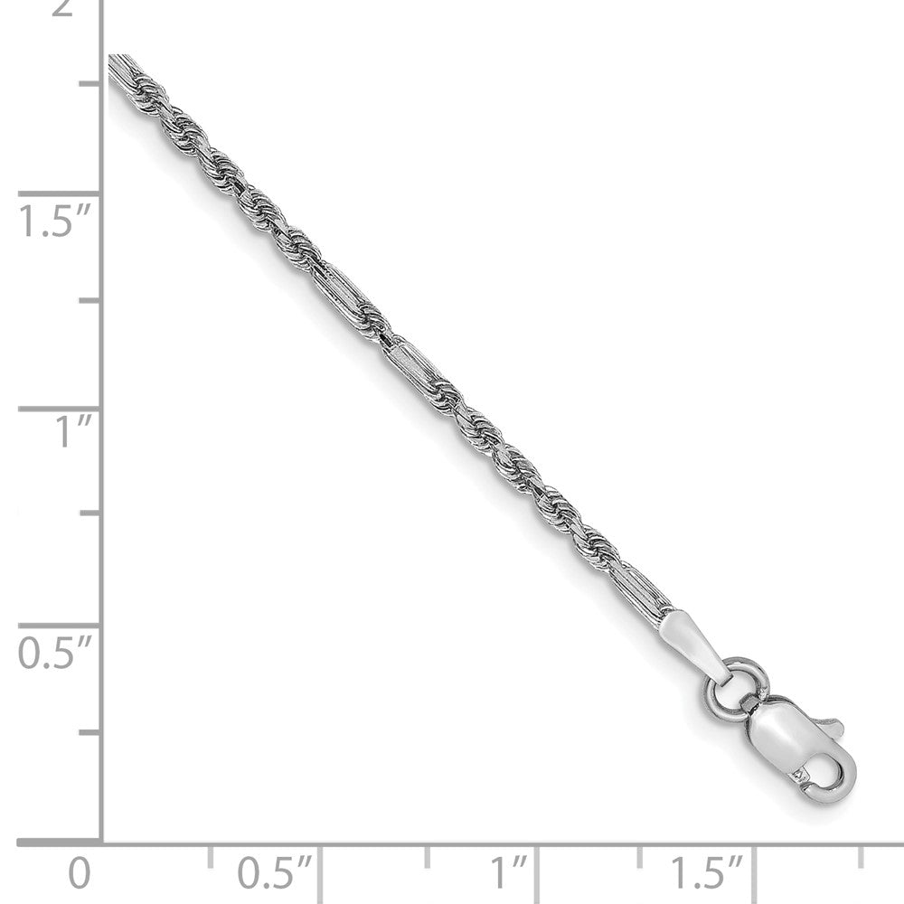 14k White Gold 1.8mm D/C Milano Rope Chain Bracelet (2.03 grams)