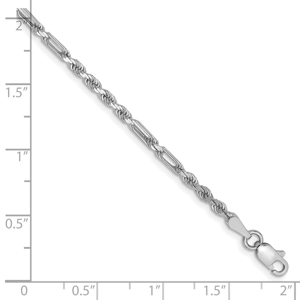 14k White Gold 2.5mm D/C Milano Rope Chain Bracelet (3.29 grams)