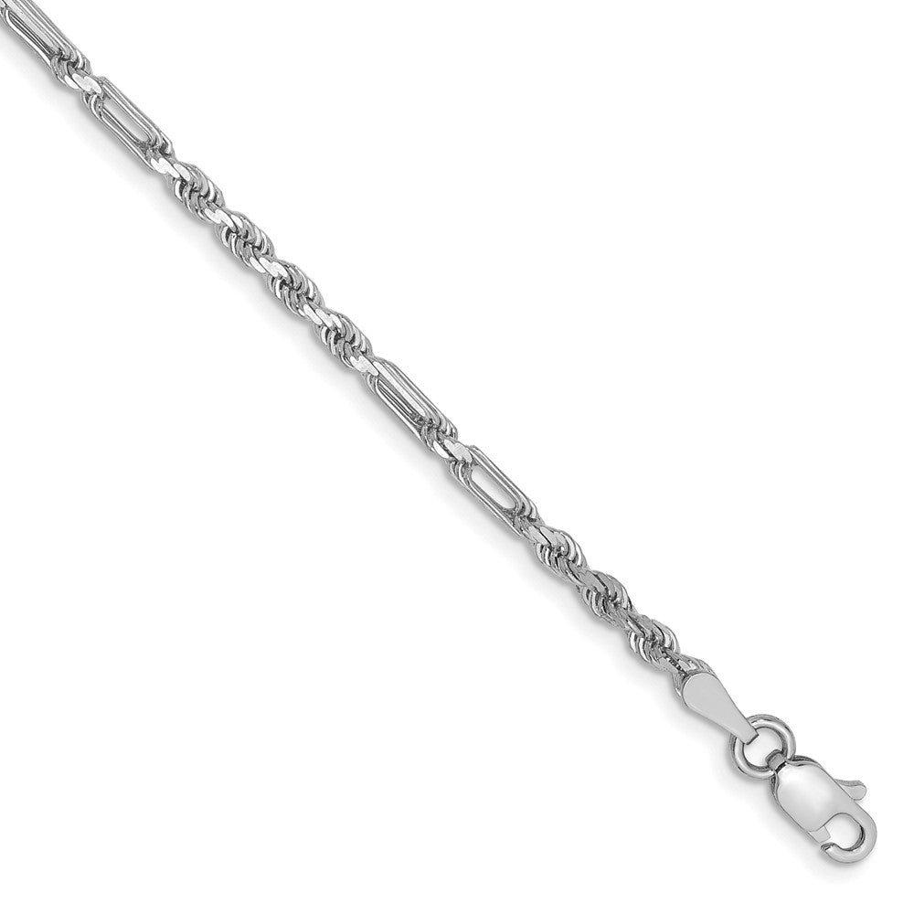 14k White Gold 2.5mm D/C Milano Rope Chain Bracelet (3.29 grams)