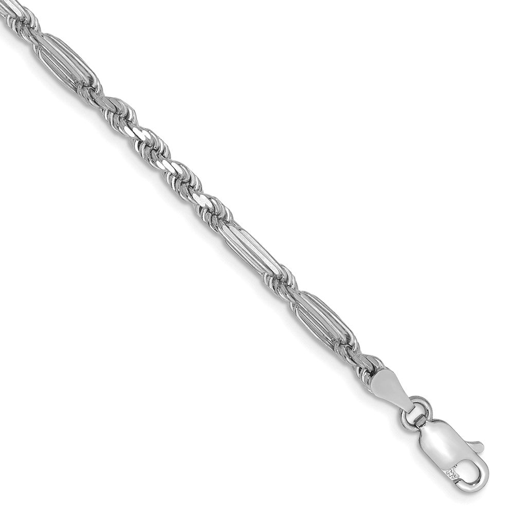 14k White Gold 3.0mm D/C Milano Rope Chain Bracelet (5.44 grams)