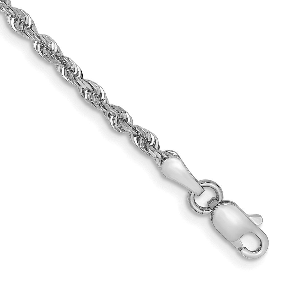 14k White Gold 2.25mm D/C Quadruple Rope Chain Bracelet (2.73 grams)