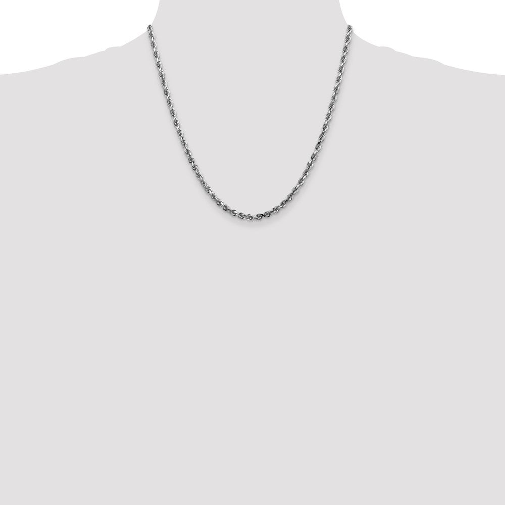 14k White Gold 4mm D/C Quadruple Rope Chain (21.28 grams)