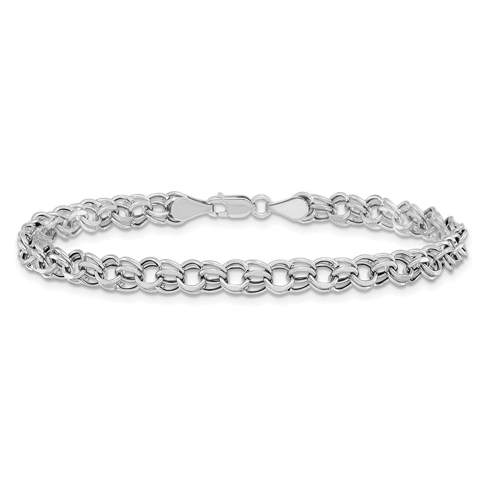 14k White Gold 5 mm Double Link Charm Bracelet (2.5 grams)