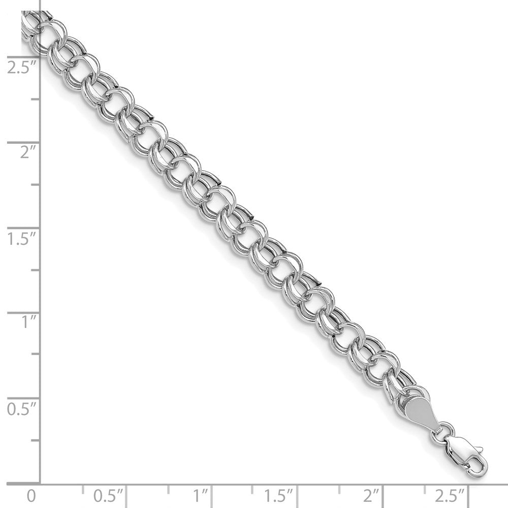 14k White Gold 5.5 mm Double Link Charm Bracelet (3.58 grams)