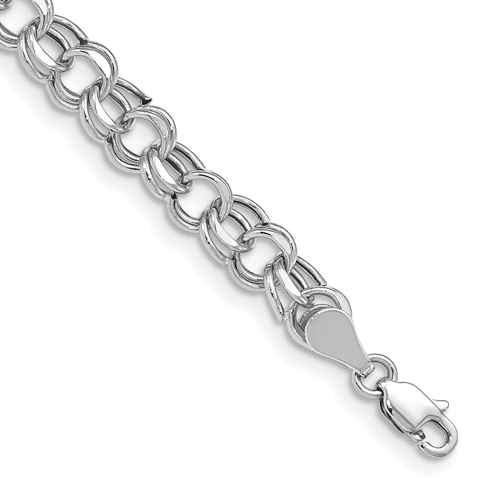14k White Gold 5.5 mm Double Link Charm Bracelet (3.58 grams)