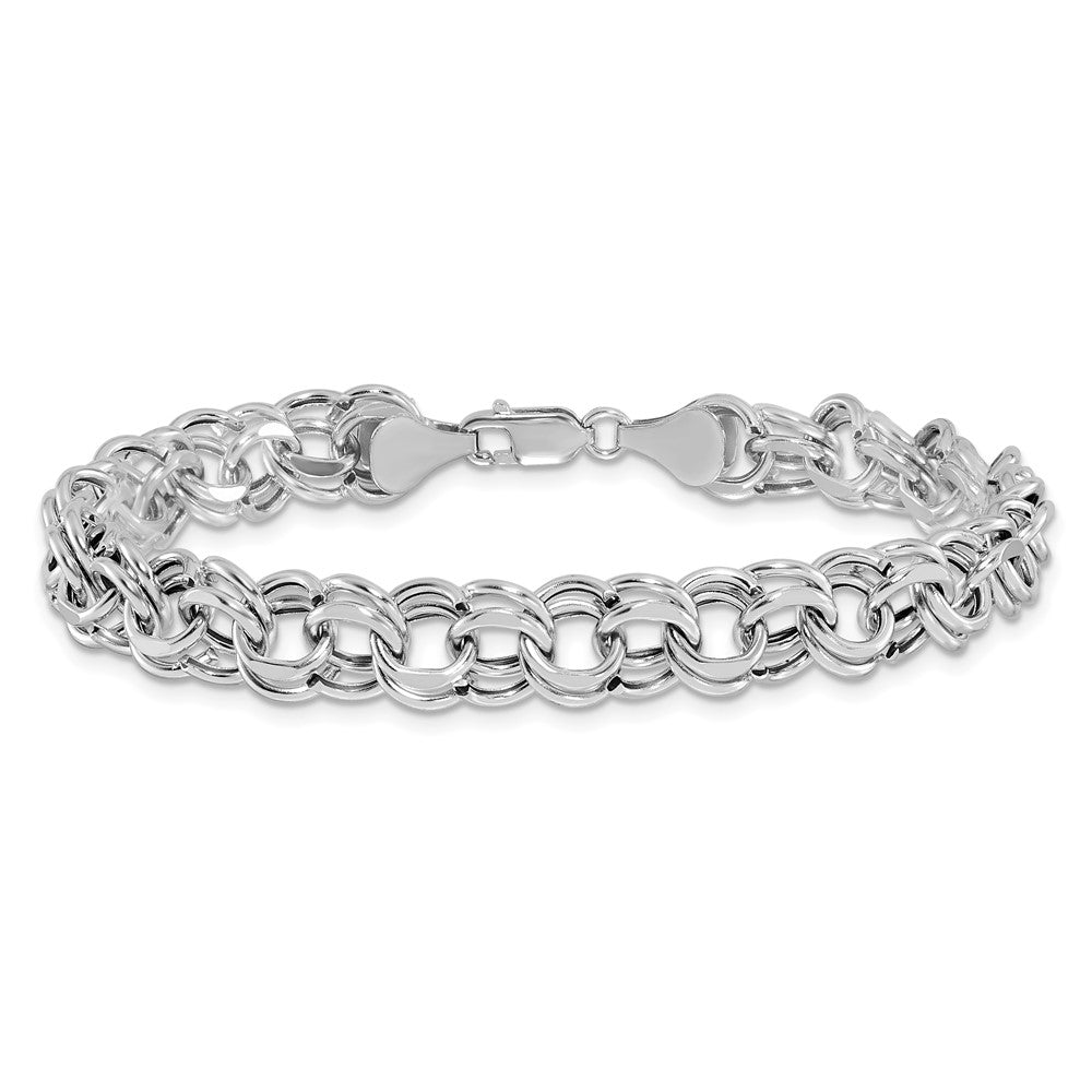 14k White Gold 8 mm Double Link Charm Bracele (7.87 grams)
