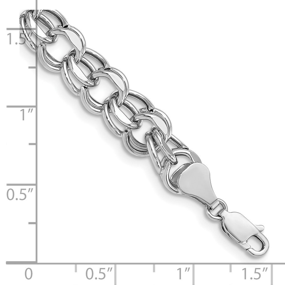 14k White Gold 8 mm Double Link Charm Bracele (7.87 grams)
