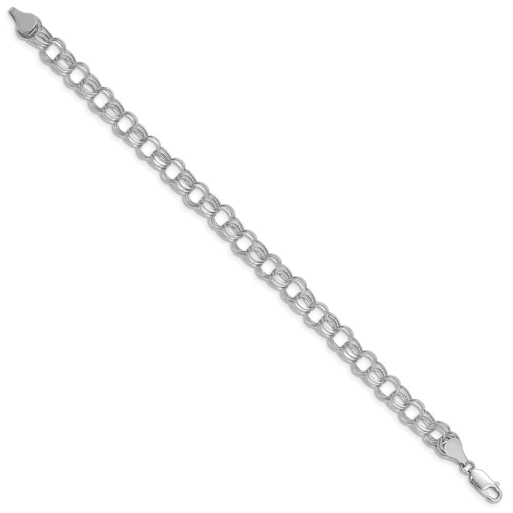 14k White Gold 7 mm Triple Link Charm Bracelet (4.05 grams)