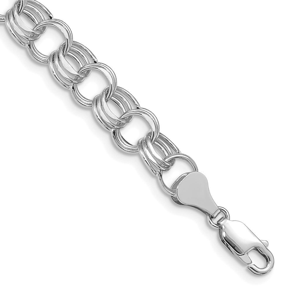14k White Gold 8 mm Triple Link Charm Bracelet (5.69 grams)