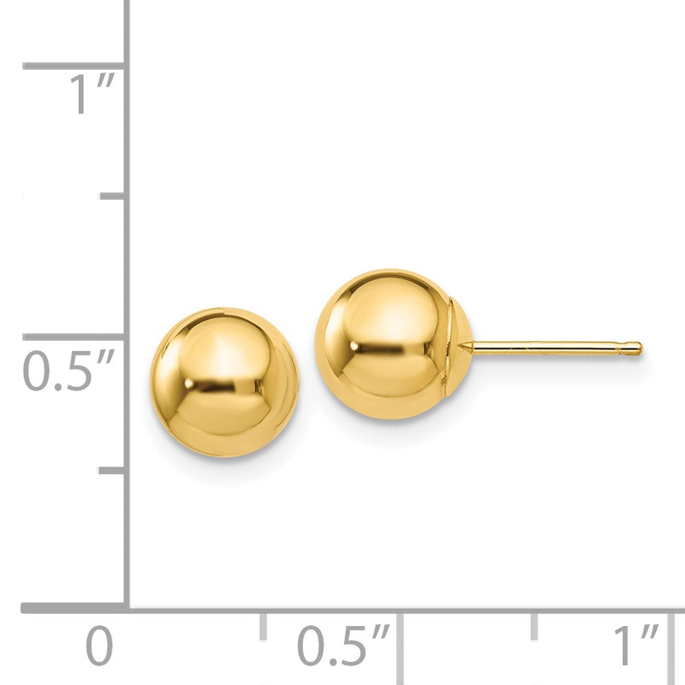 14k Yellow Gold 7 mm Ball Post Earrings (0.39 grams)