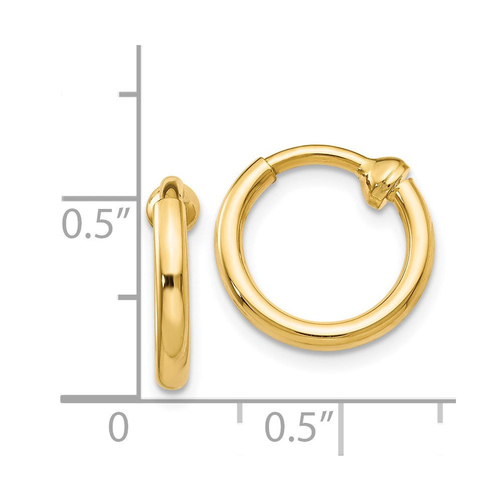 14k Yellow Gold 2 mm Non-Pierced Hoop Earrings (1.24 grams)