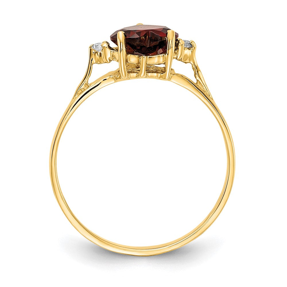 14k 7mm Heart Garnet AA Diamond ring (1.24 grams)