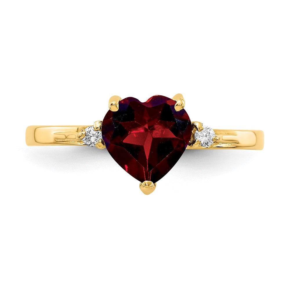 14k 7mm Heart Garnet AA Diamond ring (1.24 grams)