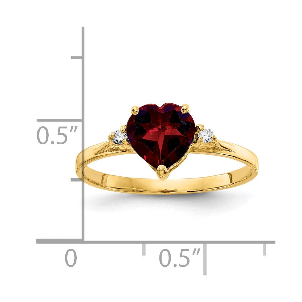 14k 7mm Heart Garnet AA Diamond ring (1.24 grams)