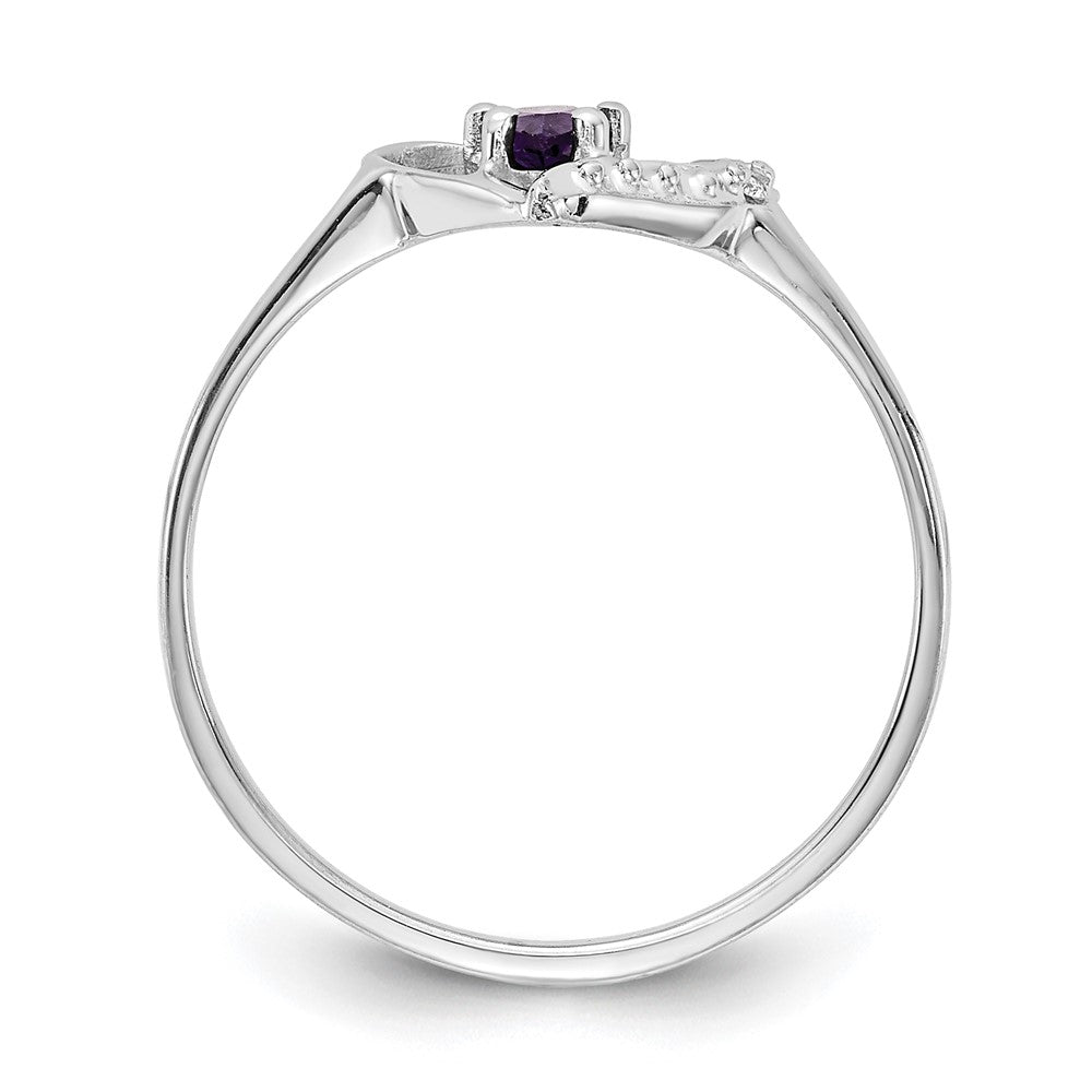14k White Gold Polished .01ct. Diamond & 5x3 Pear Gemstone Heart Ring Mount (1.32 grams)