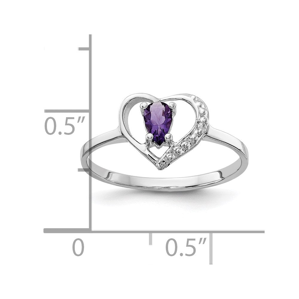 14k White Gold Polished .01ct. Diamond & 5x3 Pear Gemstone Heart Ring Mount (1.32 grams)