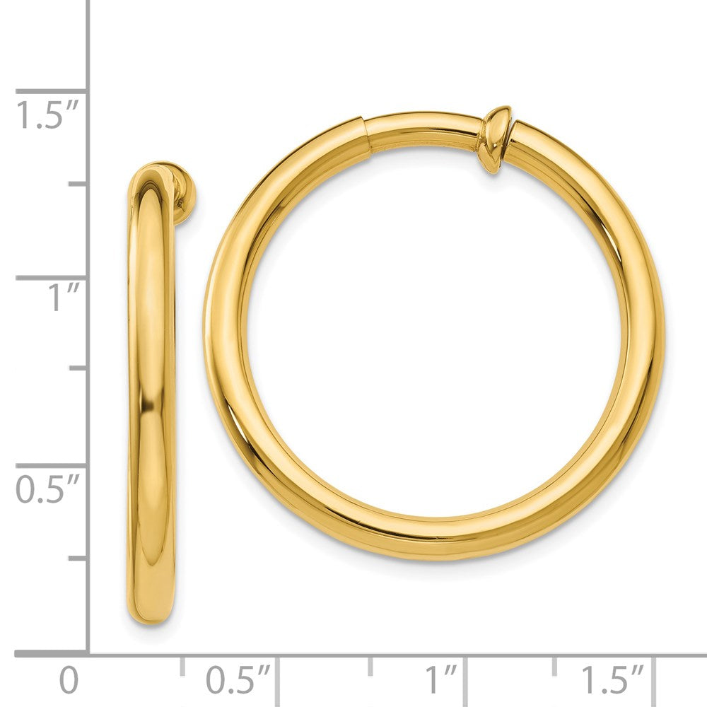14k Yellow Gold 3 mm Non-Pierced Hoop Earrings (4.18 grams)