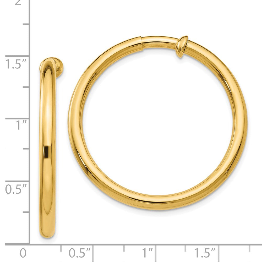 14k Yellow Gold 3 mm Non-Pierced Hoop Earrings (5.16 grams)