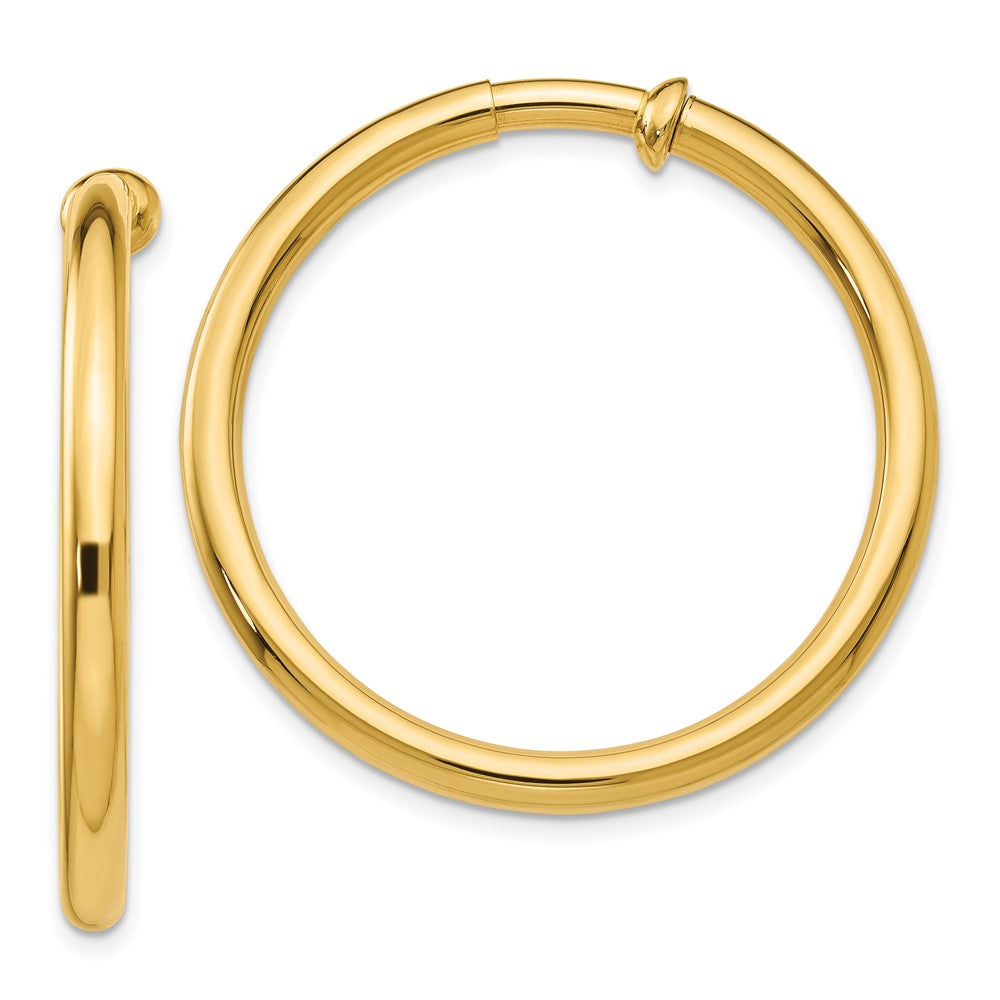 14k Yellow Gold 3 mm Non-Pierced Hoop Earrings (5.16 grams)
