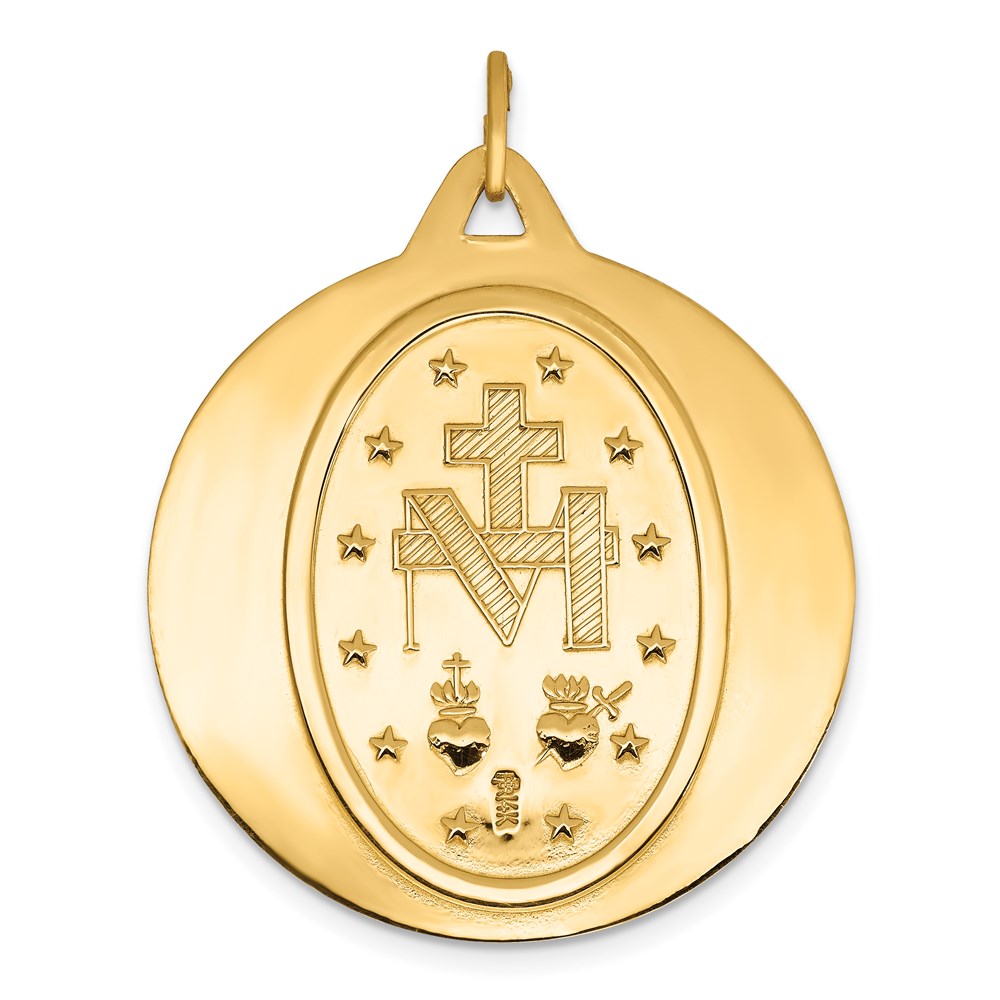 14k Yellow Gold 29.25 mm Miraculous Medal Pendant (7.93 grams)