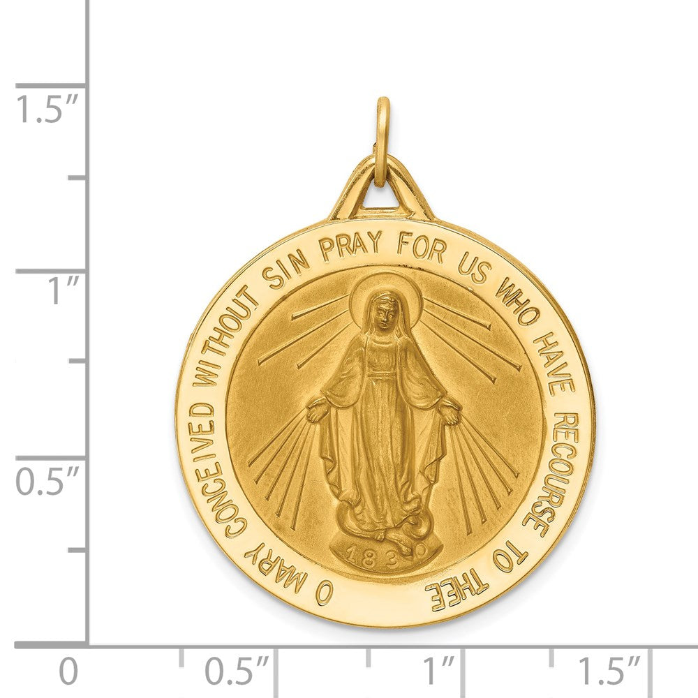 14k Yellow Gold 29.25 mm Miraculous Medal Pendant (7.93 grams)